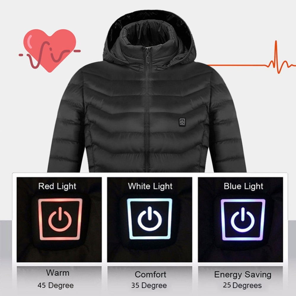Veymodo Heated Jacket - Side profile showing heating wire technology and zipper design